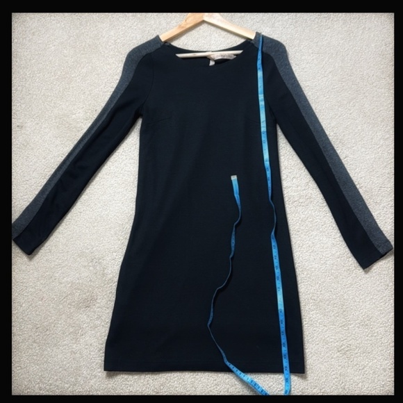 Bailey 44 Dress Sheath Black Grey Sleeve Colorblock Stretch Knit Long Sleeve LBD - Picture 6 of 11